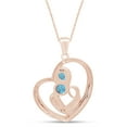 thumbnail image 3 of AFFY Mother's Day Jewelry Gifts Simulated Aquamarine Mom Love Heart Pendant Necklace In 14k Rose Gold Over Sterling Silver, 3 of 5
