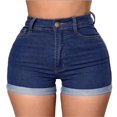 thumbnail image 3 of Pantalones cortos de mezclilla Nikou para mujer azul oscuro, 3 of 9
