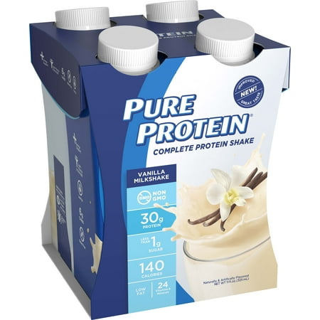 Pure Protein Complete Protein Shake, Vanilla Milkshake, 30g Protein, 4 (Best Way To Mix Protein Shake)
