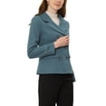 thumbnail image 5 of INSPIRE CHIC Women's Winter Worsted Notched Lapel Double Breasted Overcoat S Grey Blue, 5 of 7