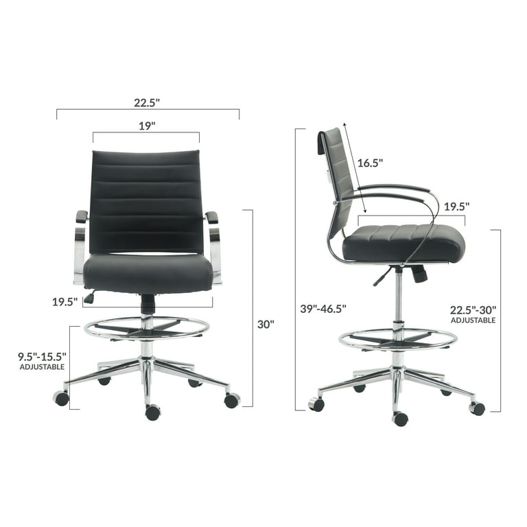 Edgemod Tremaine Drafting Chair Adjustable Height Vegan Leather