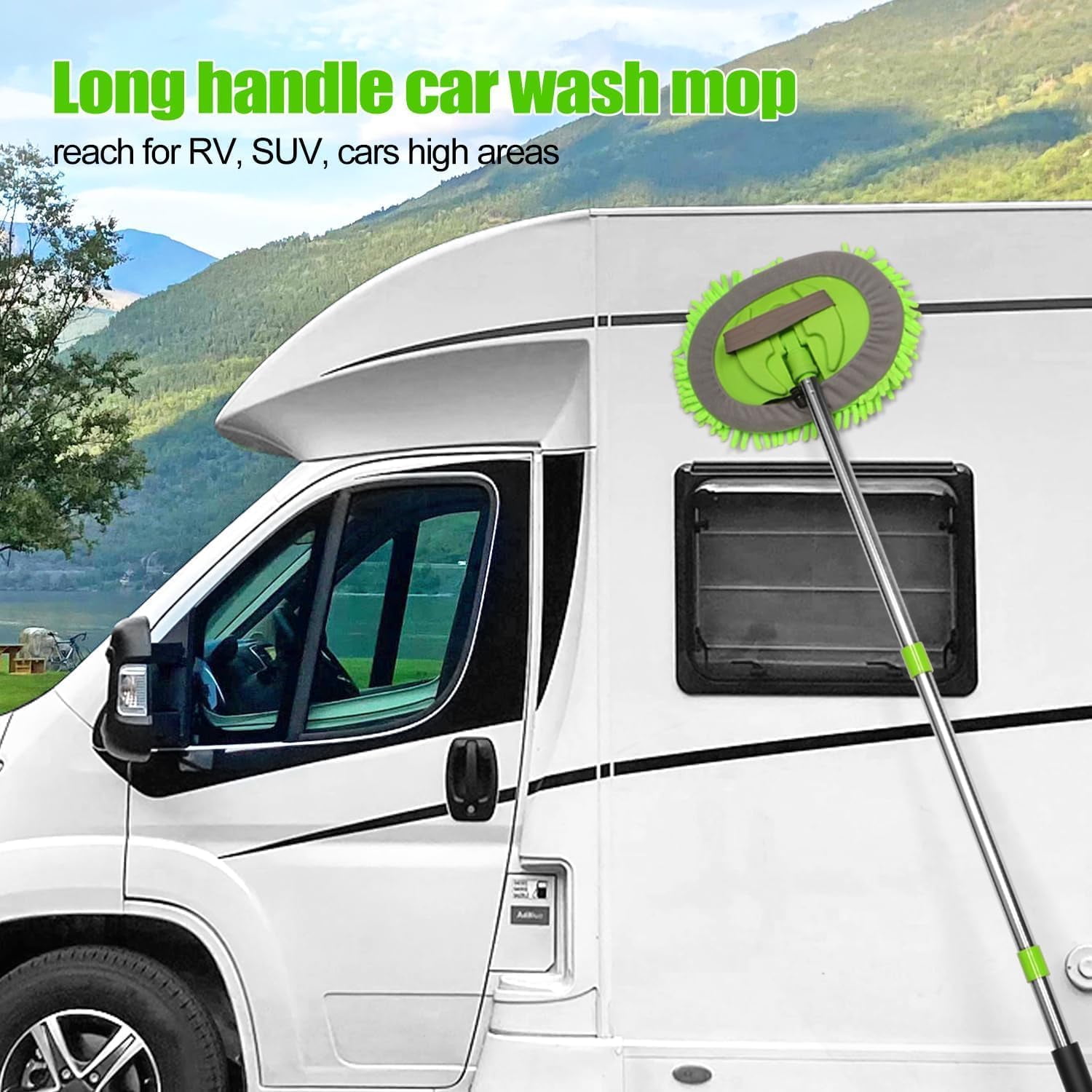62'' Car Wash Brush with Long Handle, Chenille Car Cleaning Kits for Cars RV SUV Truck, 11Pcs