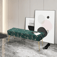 thumbnail image 5 of Magshion Rectangular Tufted Velvet Marbling Pattern Ottoman, Entryway Microfiber Shoe Stool, Bedroom End of Bed Bench, Home Footrest Footstool, Green/Gold, 5 of 8