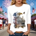 thumbnail image 2 of vigerkar 250 Anniversary USA 3/4 Sleeve Shirt for Women 250th Patriotic Shirts Casual American Flag and Stars Print Shirt (White, 3XL), 2 of 8