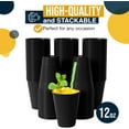 thumbnail image 3 of JJEAN-Party Solids 12 Oz Black Plastic Cups For Party Supplies 50 Pack | Black Disposable Cups Plastic | Disposable Drinkware For Parties, Events & Everyday, 3 of 4