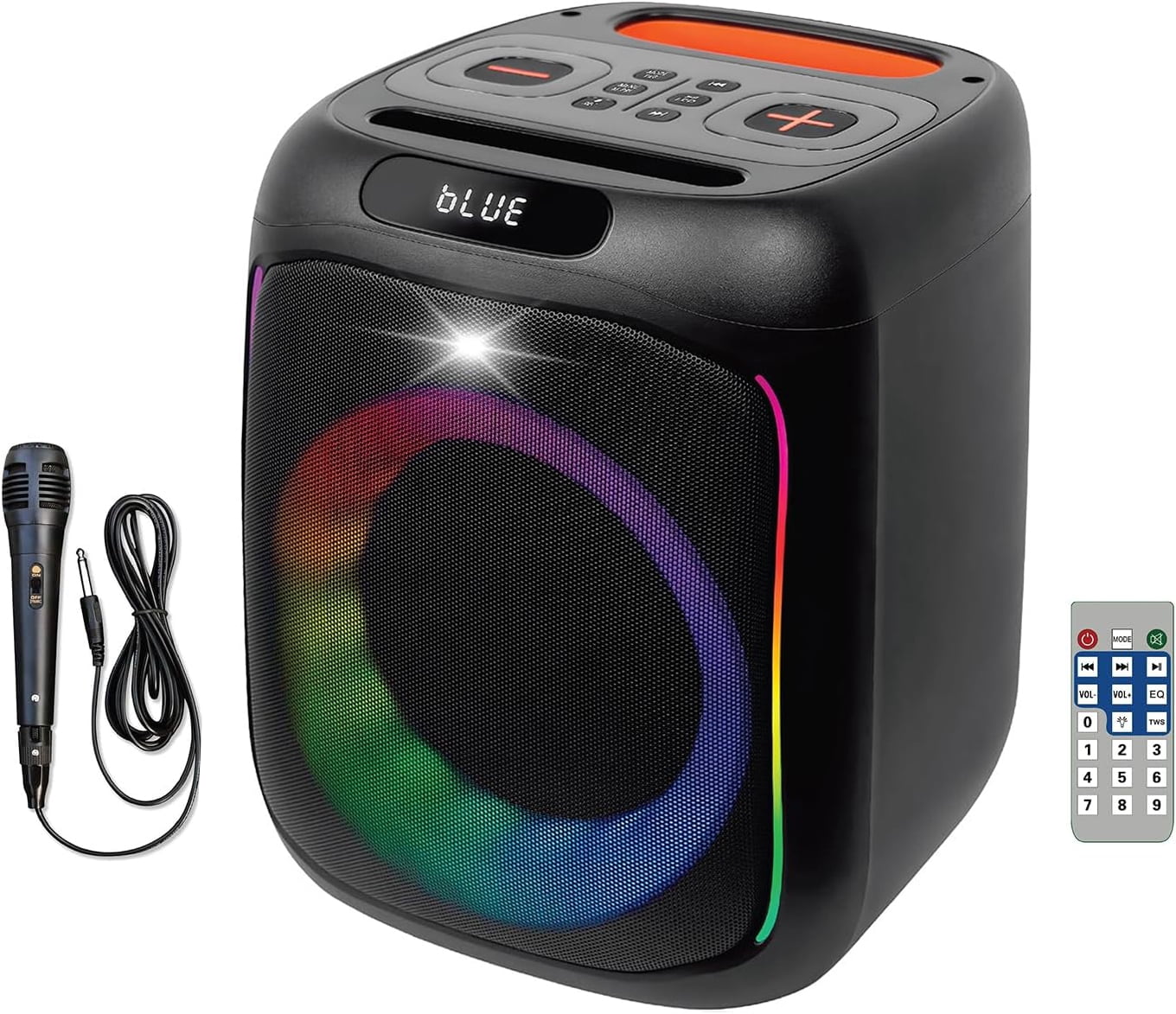 Boytone BT-63K Bluetooth Karaoke Machine - Portable Outdoor Wireless Speaker System with 8” Subwoofer Wire Microphones, Remote Control High-Fidelity Sound for Home Party Entertainment
