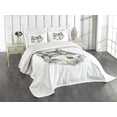 thumbnail image 3 of Ambesonne Wolf Quilted Bedspread Set 3 Pcs, Hand Drawn Canine Head, King Size, Pale Green Umber, 3 of 5