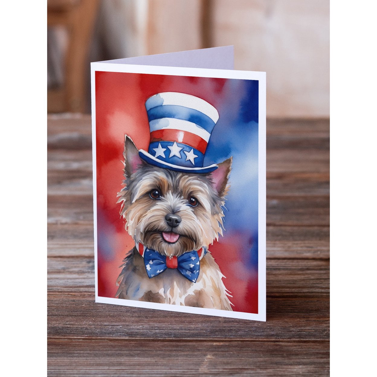 Cairn Terrier Patriotic American Greeting Cards Pack of 8 7 in x 5 in