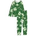 thumbnail image 4 of NETILGEN Notes Green Leaf Pattern Pjs for Women Summer, Crew Neck Women Pajama Set Long Sleeve, 2 Pack Snug-Fit Pajamas for Women Set Pants Fit Indoor Home Activities, 4 of 6
