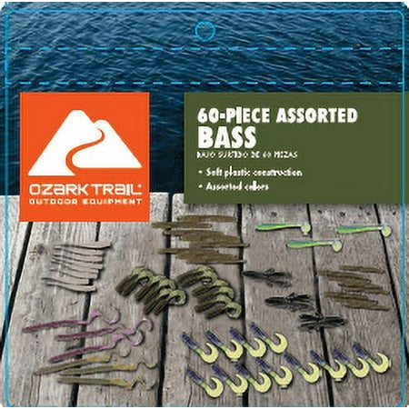 Ozark Trail Bass Soft Plastic Lures Value Grab Bag 60 Pc
