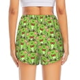 thumbnail image 3 of Picia Cute Green Frog Pattern Women's 2 in 1 Athletic Running Shorts High Waisted Workout Casual Gym Sweat Shorts with Comfy Liner Zipper Pockets-, 3 of 9
