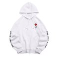 thumbnail image 2 of Cotton-Blend Hoodie Unisex Rose Letter Print Hooded Pullover Kangaroo Pocket Sweatshirt Womens Tops Fall Fashion 2023 White, 2 of 4