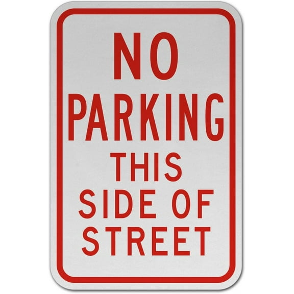 Vinyl Stickers - No Parking This Side of Street Sign D9 - Safety and Warning Warehouse Signs Stickers - 3.5" x 5" - 3 Pack