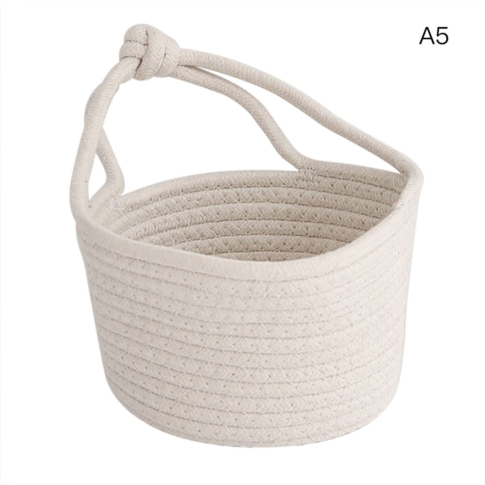 White&Grey,Small Sapine Rope Hanging Baskets,Small Cotton Rope Basket Storage Bins,Hanging Woven Wall Basket for Baby Nursery,Decoration Hanging Storage Baskets for Plant Flowers 2 Pack 