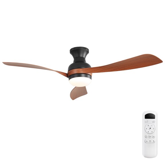 Sofucor 52" Modern Ceiling Fans with Light and Remote Control, 3 Blades with Reverse Airflow, Brown