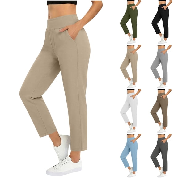 Ashirexll Womens Summer Pants, Casual Pants for Women, Casual Travel Stretchy Golf Cropped Sports Trousers