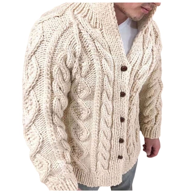 Gibobby Cárdigan hombre Cárdigan de punto con botones y cuello en V para hombre, casual, suéter de punto(Blanco,M)