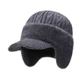 thumbnail image 3 of Gorro de invierno para hombre con orejeras, transpirable, ideal para ciclismo y jogging, regalo para papá. Gris, 3 of 9