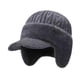 thumbnail image 4 of Gorro de invierno para hombre con orejeras, resistente al viento y con visera, ideal para caminar y trotar. Regalo para papá. Gris, 4 of 10