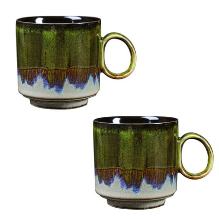 

Garhelper Kiln Change Ceramic Cup 150ml/5oz Coffee Mugs 1pair Retro Tea Cup With Handle For Office And Home