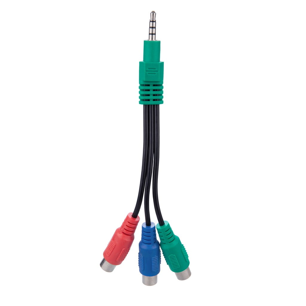 Black 3.5mm AUX To RCA Component Green Blue Red YPbPr RCA Adapter Cable 
