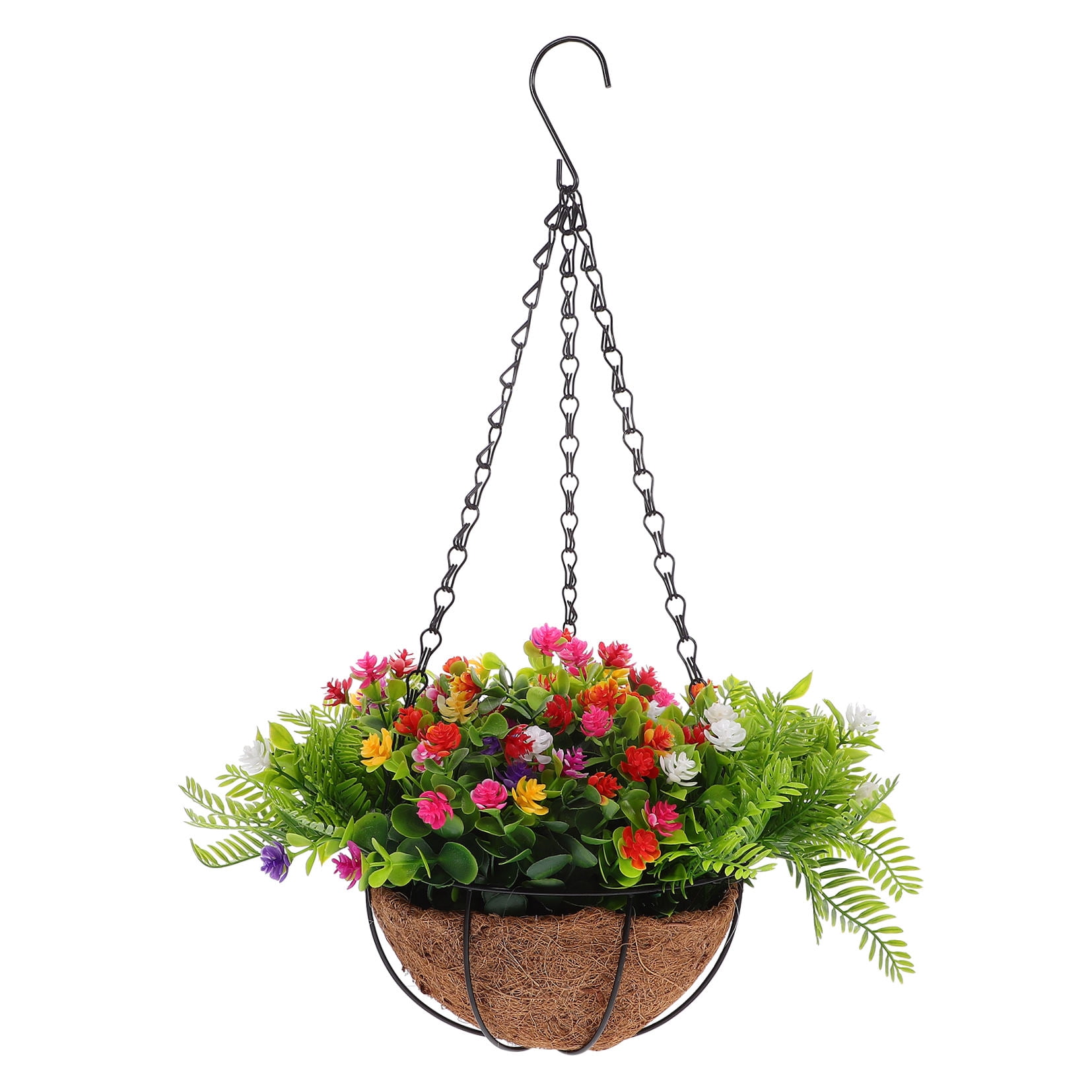 SEWCHICS Hanging Plants Outdoor Hanging Planter With Artificial Flower Multi 1Pack 12X12X8In