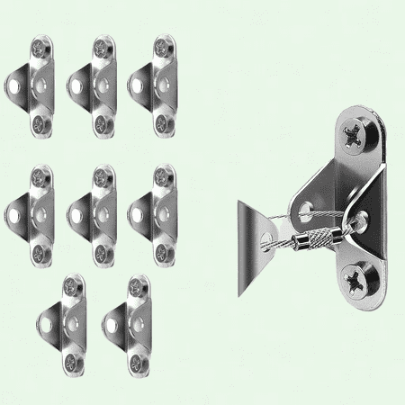 Metal Anti Tip Furniture Wall Anchors Straps, 8Pcs Silver Tone Baby Furniture Anchors for Child Proofing Bookshelf, Cabinet, Table, Wardrobe