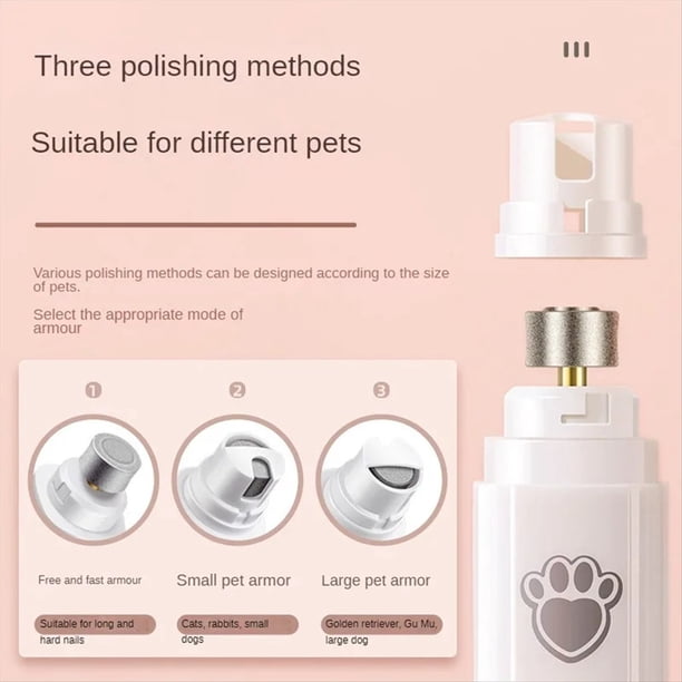 Molinillo de Uñas Eléctrico para Perros con Rueda Pulidora, Luz LED, Cortaúñas para Mascotas, Recargable por USB, 2 Velocidades