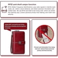 thumbnail image 5 of Cartera para pasaporte de viaje con bloqueo RFID, porta pasaporte familiar, color vino tinto, 5 of 5