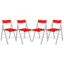 Menno Transparent Folding Chair – Lightweight Foldable Plastic Chair for Indoor & Outdoor Use, No Assembly Required, Ideal for Parties, Events, and Outdoor Gatherings in Transparent Red Set of 4