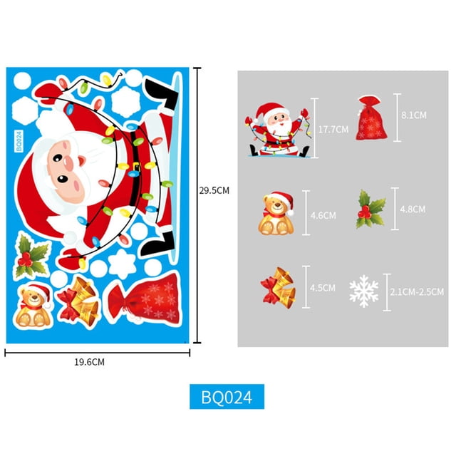 Fiudx Decoración del hogar Pegatinas electrostáticas navideñas con copos de nieve para puertas y ventanas