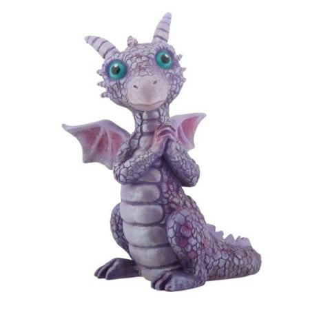 Delicately Carved Dragon - Mythical Pink and Purple Happy Baby Dragon Fantasy Figurine