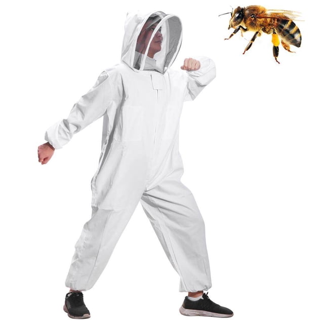 Kenally Traje de apicultura súper grueso, velo de esgrima plegable, mono de talla L, traje de protección de abejas, delantal con cremallera frontal Jardín y Patio No.1 Kenally TO005288-01