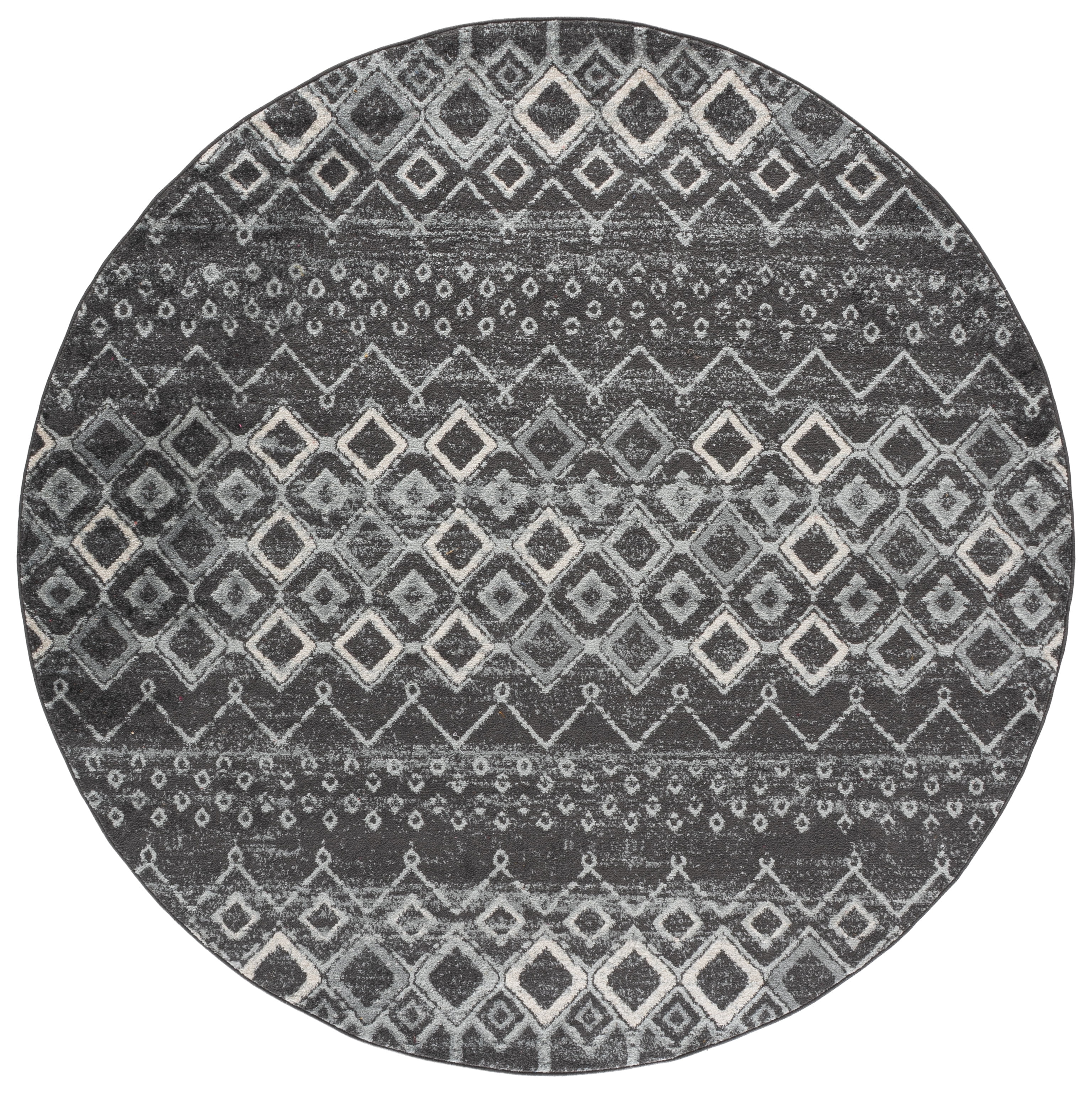 Safavieh Amsterdam Gladwin Geometric Area Rug, Dark Gray/Light Gray, 8' x 8' Round