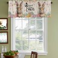 thumbnail image 3 of 2 Pack Valances for Window, Easter Short Curtains for Kitchen Bedroom Living Room, Spring Rabbit Eggs Roses Colorful Flags Leaves Rod Pocket Small Window Treatment Valance Drapes 54 x 18 Inch, 3 of 8