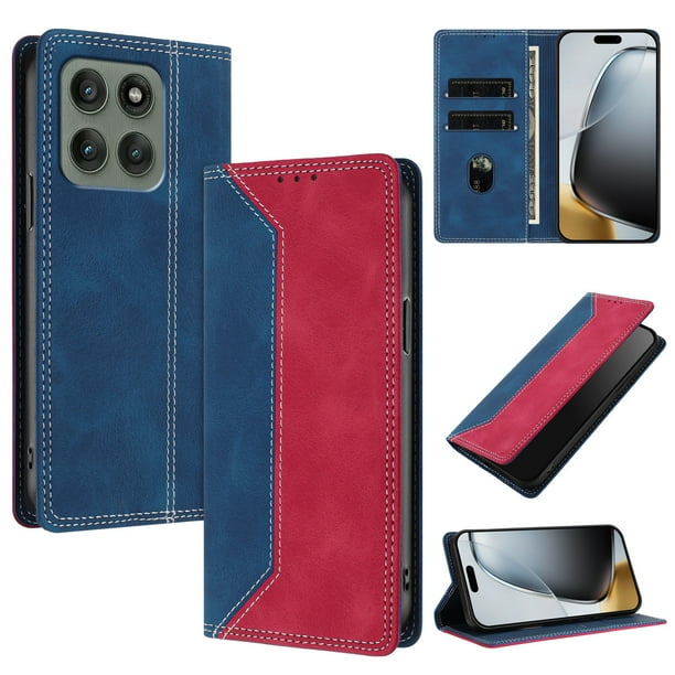 Funda FOXDOCK para Motorola Edge 60 Pro de Cuero Premium Bicolor con Ranuras RFID, Carcasa Tipo Billetera Antigolpes y Soporte Plegable