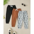 thumbnail image 3 of Infant Boys Clothes 3 Pack Baby Boy Pants 3 6 12 18 24 Months Toddler Boy Sweatpants Dinosaur Print 2T 3T Infant Boys Pants Black Brown Gray, 3 of 7