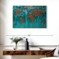 thumbnail image 3 of Elephant Stock Impression World Map Wall Art - Horizontal Canvas Wall Art - Living Room Wall Decor - Map Canvas - Teal And Brown Decor - 36" x 24", 3 of 8