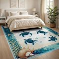 thumbnail image 3 of ODIKA 8'x10' Washable Area Rug Durable, Non-Slip Nautical Turtle Ocean Starfish Border Entry Themed Teal Beachy for Living Room, Under Sectional, Family, 3 of 7