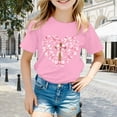 thumbnail image 2 of Toddler T Shirts Summer Child Girls Short Sleeve Round Neck Casual T Shirt with Bow Print Breathable Comfort Baby Girl Summer Clothes Pink 18 Months-24 Months, 2 of 4