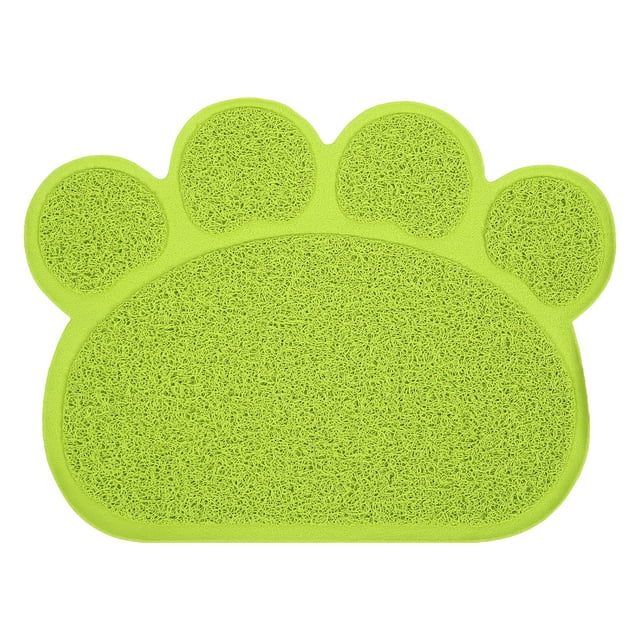 Litter Box Mat Prevent Slip Waterproof Soft Paw Shaped PVC Cat Litter Box Pad for Indoor Floor Green