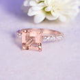 thumbnail image 3 of Morganite Ring Sterling Silver Wedding Ring Diamond Promise Ring Princess Cut Gemstone Jewelry for Her Dainty Statement Ring Gifts, 3 of 4