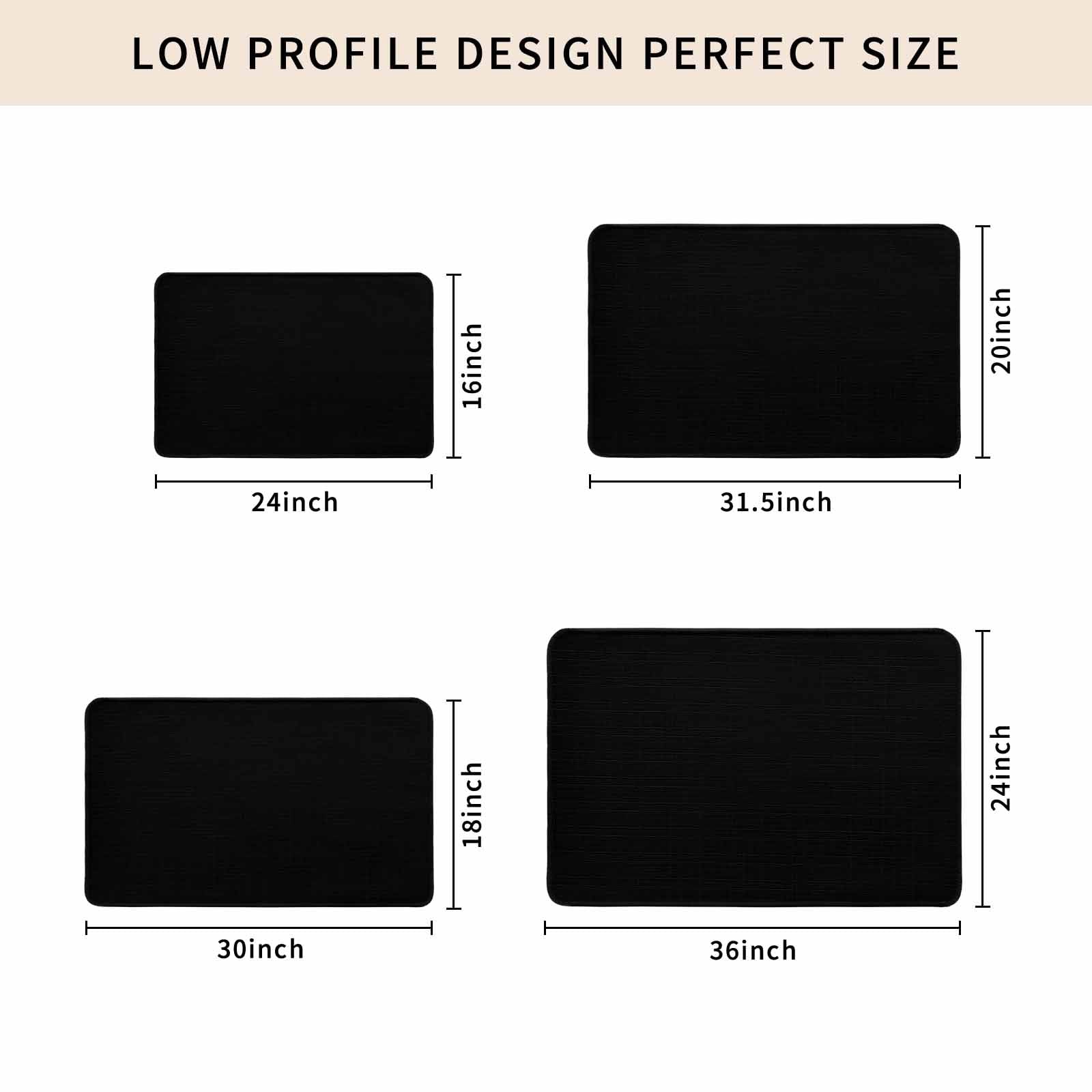 Black Doormat Outdoor Entrance 20"x31.5", Solid Color Farmhouse Black Absorb Moisture Dirt Door Mats, Non-Slip Rubber Backing Floor Mats Indoor, Low-Profile Front Door Rugs