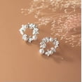 thumbnail image 4 of K-KED 925 Sterling Silver Crystal Leaves Circle Pearl Stud Earrings Studs Garden-Gold, 4 of 6