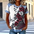 thumbnail image 4 of Tops de Manga Corta para las Mujeres Encaje Suelto Cuello Redondo Casual Color Sólido Blusa Camiseta Tops Sueltos, 4 of 5