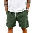 thumbnail image 5 of Zimjoy Men's Baggy Shorts 5" Inseam Casual Corduroy Shorts Drawstring Elastic Summer Beach Vacation Short, Army Green M, 5 of 5