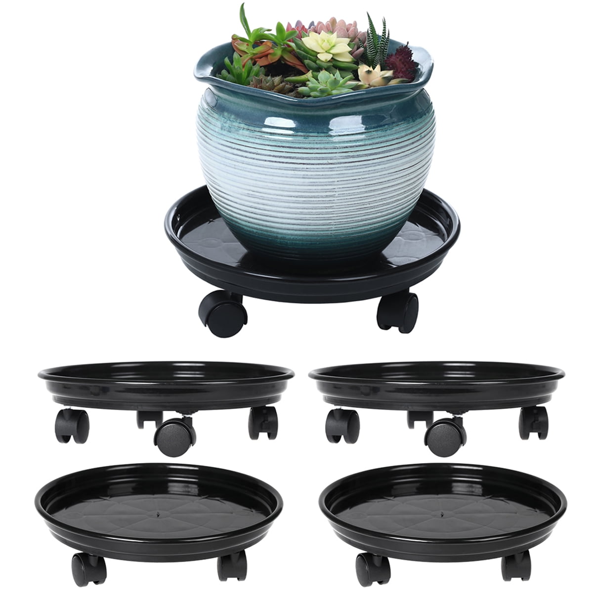 5 Packs Plastic Rolling Plant Caddy with Casters Heavy