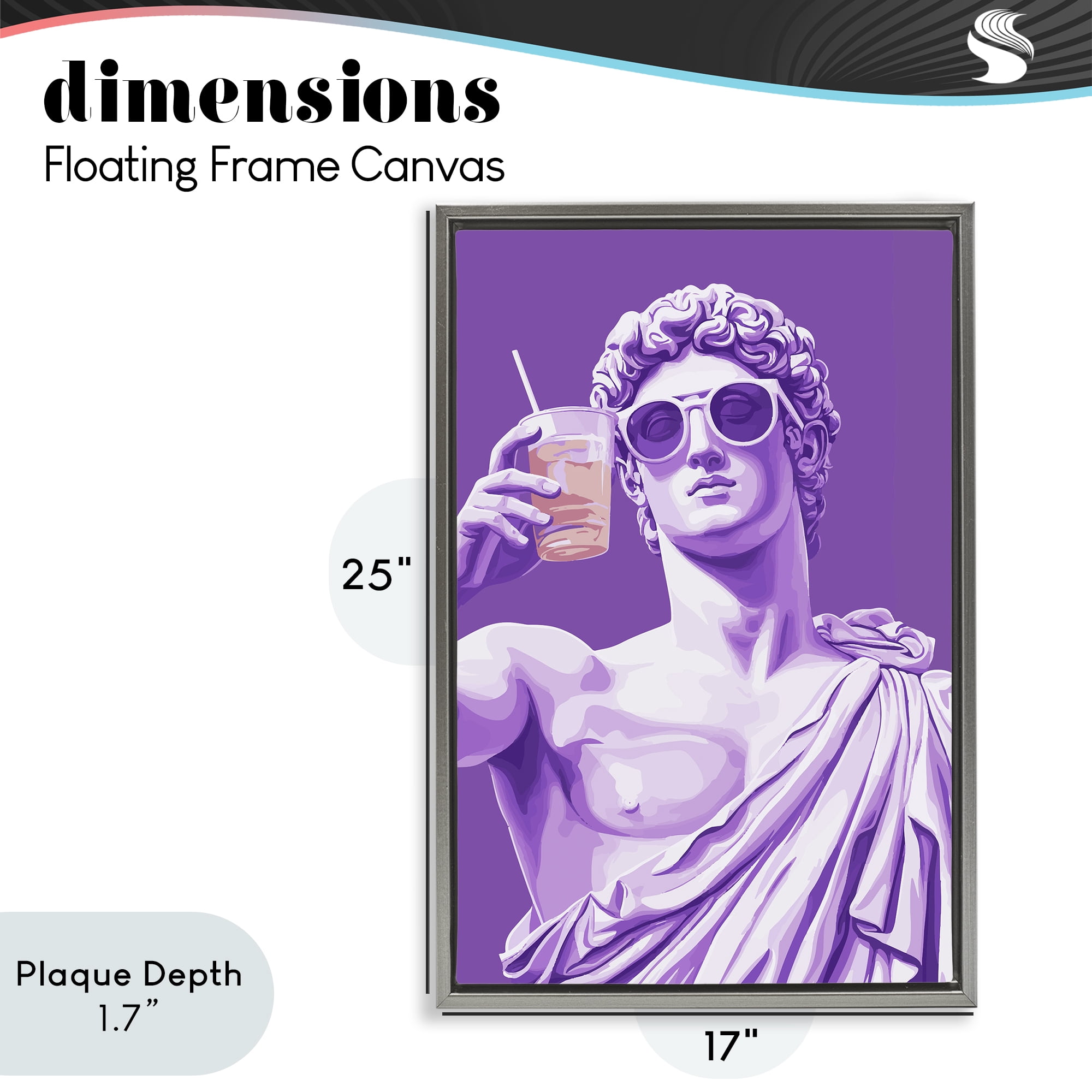 Stupell Industries Greek Statue Cheers Gray Framed Floater Canvas Wall Art, design by Andreas Magnusson