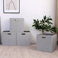 thumbnail image 6 of Cube Storage Bins 13×13 Linen Foldable Box with Handles, Collapsible Organization Basket Set of 4 Large Capacity Grewer for Closet Shelf Cabinet Bookcase Bedroom, Silver Grey, 6 of 12