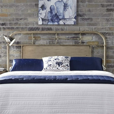 Bowery Hill Queen Metal Headboard In Distressed White Bowery Hill Queen Metal Headboard In Distressed White